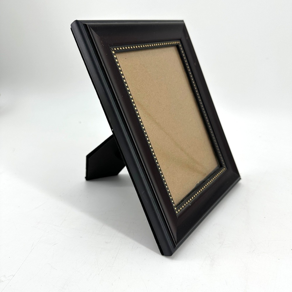 Dark Brown Picture Frame 5x7 Photo Gold Beaded Trim Tabletop Gallery Wall